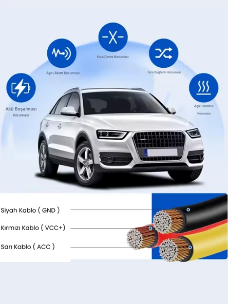 Park Modu Kablosu USB Type-C Akü Sigorta Bağlantı Kablosu Araç İçi Kamera Kiti Tüm Kameralara Uyumlu - 6