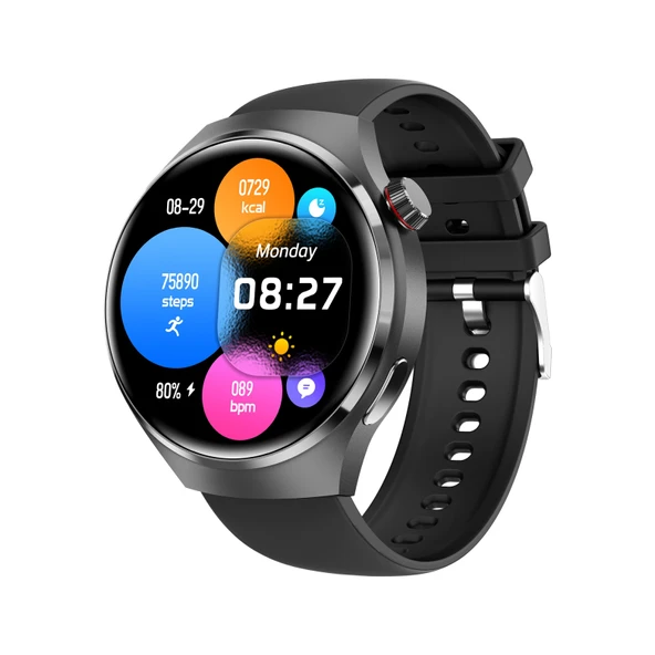 GT4 Akıllı Bileklik 1.53 İnç Akıllı Saat Siyah Bluetooth Arama NFC Nabız Ölçer