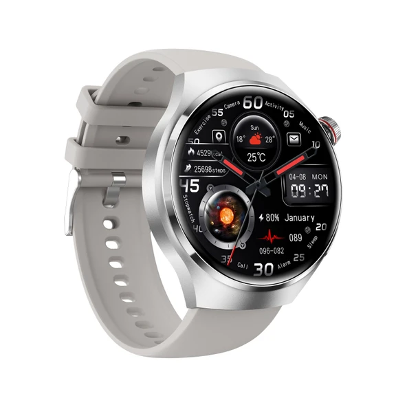 GT4 Akıllı Bileklik 1.53 İnç Akıllı Saat Bluetooth Arama NFC Kalp Atış Hızı Gümüş - 2