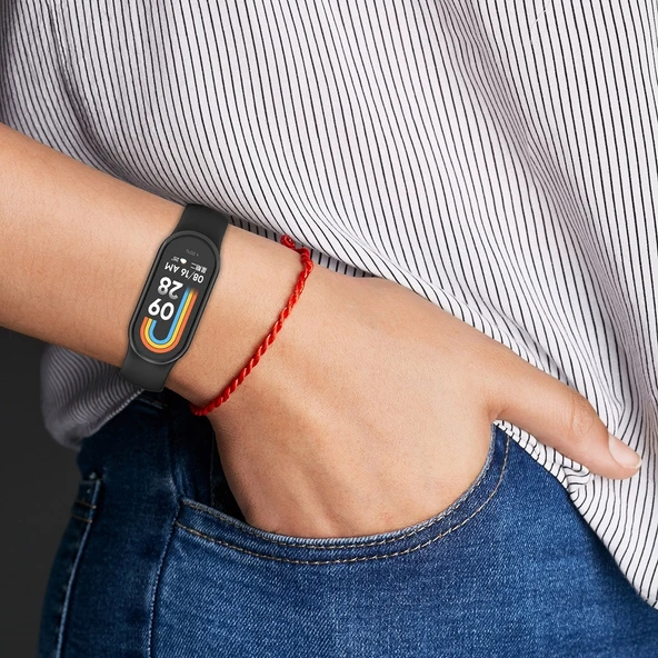 Xiaomi Mi Band 8 Paslanmaz Çelik Toka Silikon Saat Kayışı Gece Mavisi - 9