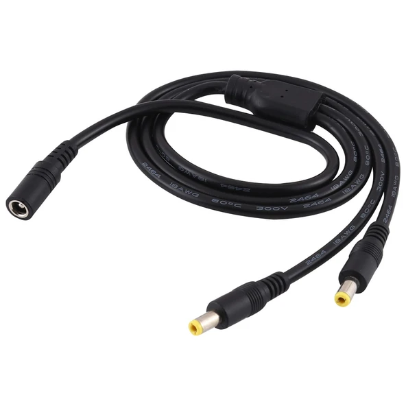 8A 5.5 x 2.5mm 1den 2ye Dişi Erkek DC Güç Bölücü Adaptör Kablosu 70cm Siyah - 2