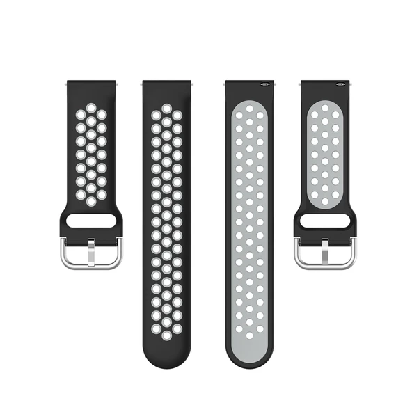 22mm Siyah Gri İki Renkli Silikon Spor Saat Kayışı Xiaomi Mi Watch Color Uyumlu - 4