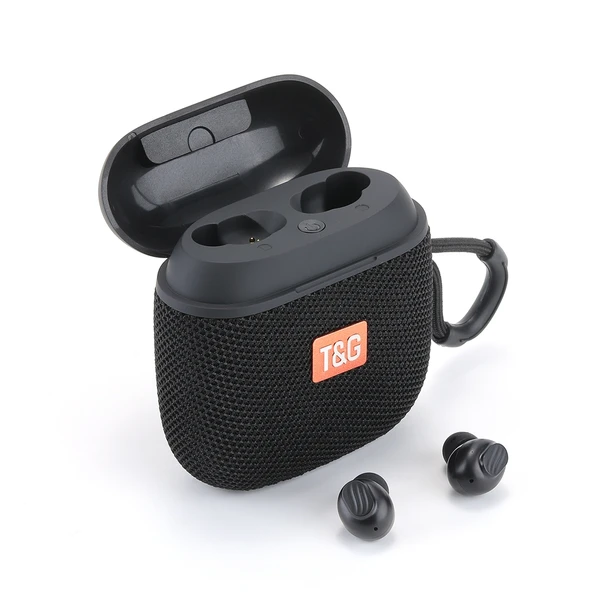 TG809 2si1 Arada Taşınabilir Kablosuz Hoparlör ve Mini TWS Bluetooth Kulaklık Siyah