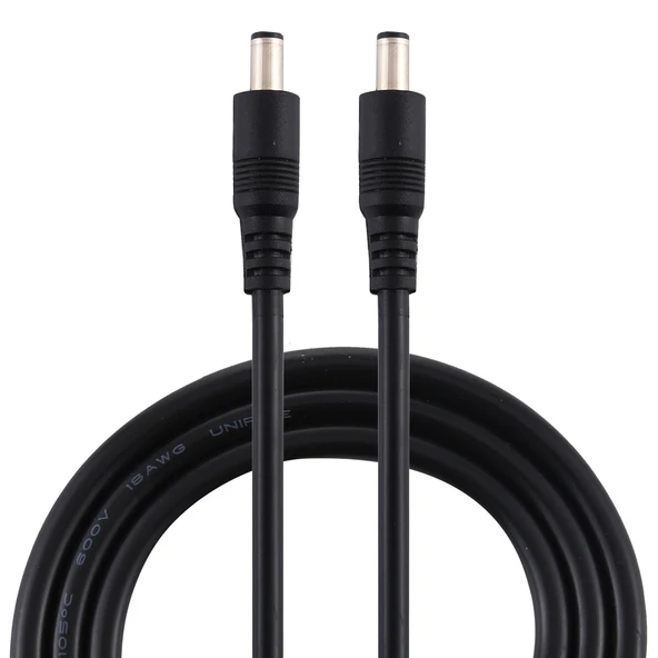 8A DC Güç Fişi 5.5 x 2.1mm Erkekten Erkeğe Adaptör Kablo Siyah 50cm