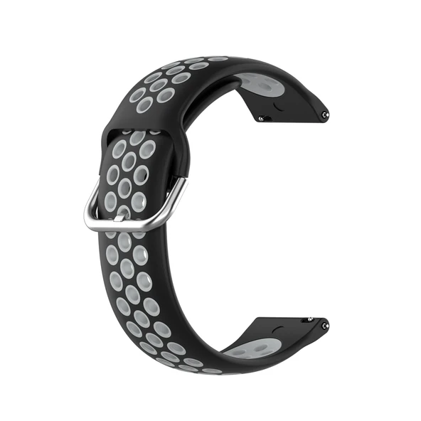 22mm Siyah Gri İki Renkli Silikon Spor Saat Kayışı Xiaomi Mi Watch Color Uyumlu - 2