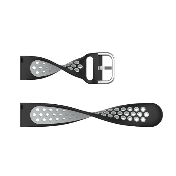 22mm Siyah Gri İki Renkli Silikon Spor Saat Kayışı Xiaomi Mi Watch Color Uyumlu - 6