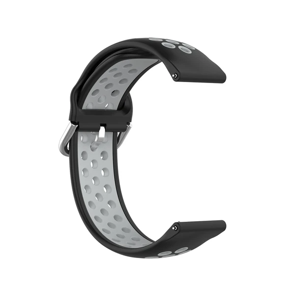 22mm Siyah Gri İki Renkli Silikon Spor Saat Kayışı Xiaomi Mi Watch Color Uyumlu - 3
