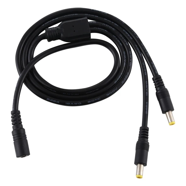 8A 5.5 x 2.5mm 1den 2ye Dişi Erkek DC Güç Bölücü Adaptör Kablosu 70cm Siyah - 3