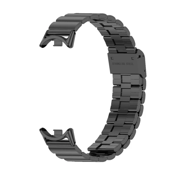 Xiaomi Mi Band 8 9 9 NFC Uyumlu Mijobs Bambu Tokalı Siyah Paslanmaz Çelik Saat Kayışı - 2