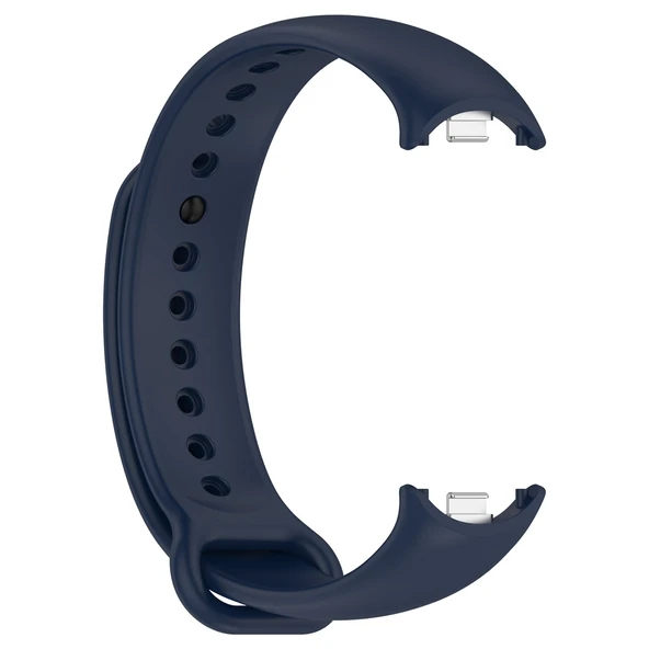Xiaomi Mi Band 8 Paslanmaz Çelik Toka Silikon Saat Kayışı Gece Mavisi - 4