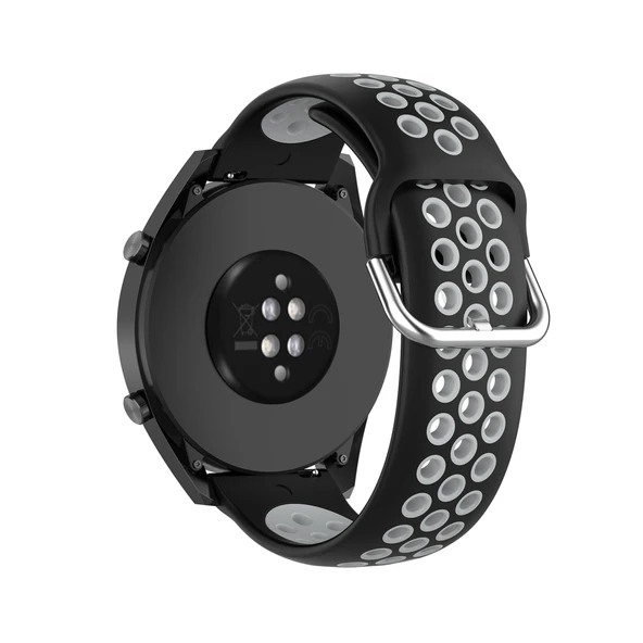 22mm Siyah Gri İki Renkli Silikon Spor Saat Kayışı Xiaomi Mi Watch Color Uyumlu - 5