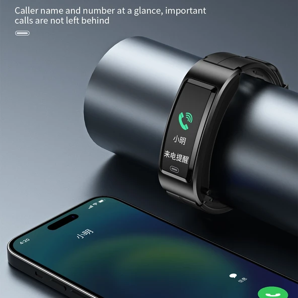B7 Bluetooth Kulaklıklı Akıllı Bileklik Altın Renk Altın Çelik Zincirli - 8