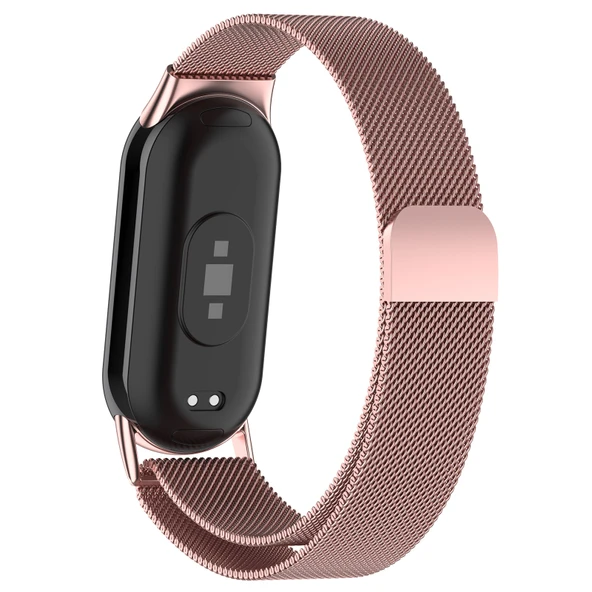 Xiaomi Mi Band 8 Milanese Metal Saat Kayışı Gül Pembe - 2