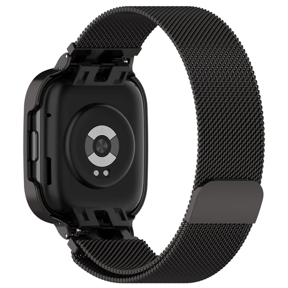 Xiaomi Redmi Watch 3 ve Mi Watch Lite 3 Uyumlu Siyah Milan Metal Saat Kordonu ve Çerçevesi - 2