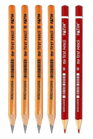 Jumbo Kurşun Kalem ve Kumbo Kırmızı Kalem 6 lı 1 Paket Fatih Jumbo Kalın Kırmızı Başlık Kalemi Üçgen İlk Kalemim - 2