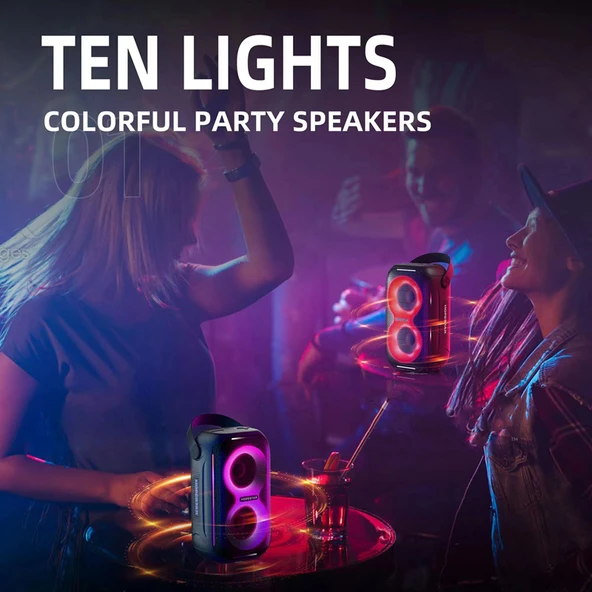 Hopestar Party200 Mini Taşınabilir Bluetooth Hoparlör Gri RGB Işıklı - 8