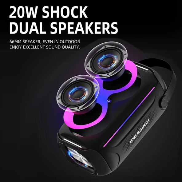 Hopestar Party200 Mini Taşınabilir Bluetooth Hoparlör Gri RGB Işıklı - 4