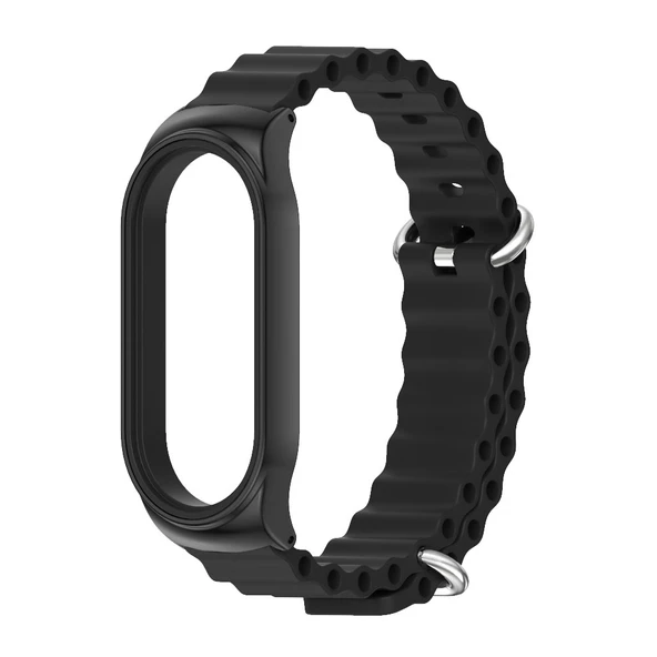 Xiaomi Mi Band 6 5 4 3 Uyumlu Siyah Silikon Nefes Alabilir Saat Kayışı - 2