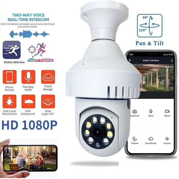 DP36 1080P Duman Alarmı Ampulü WiFi Kamera IR Gece Görüşü Hareket Algılama İki Yönlü Ses - 6