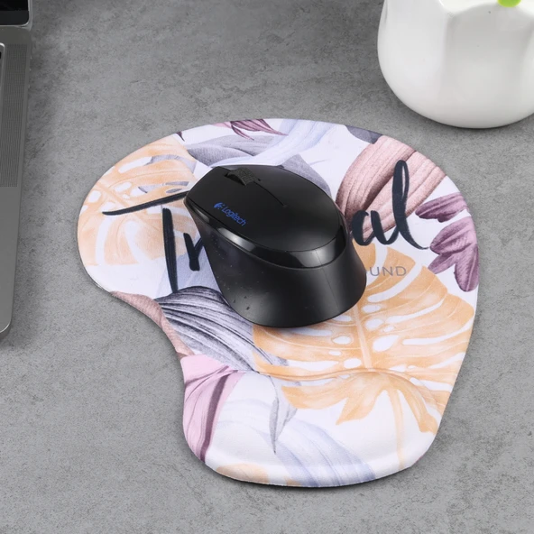 Bilek Destekli Mouse Pad Muz Yaprağı Desenli - 5