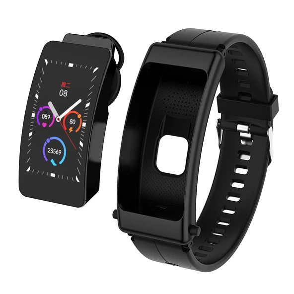 K50 108 İnç Silikon Kordonlu Kulaklıklı IP67 Su Geçirmez Akıllı Saat Bluetooth Arama Destekli Siyah