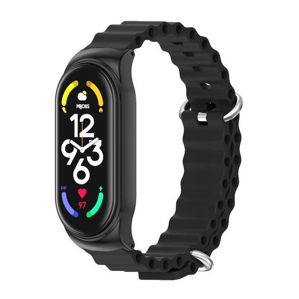 Xiaomi Mi Band 6 5 4 3 Uyumlu Siyah Silikon Nefes Alabilir Saat Kayışı