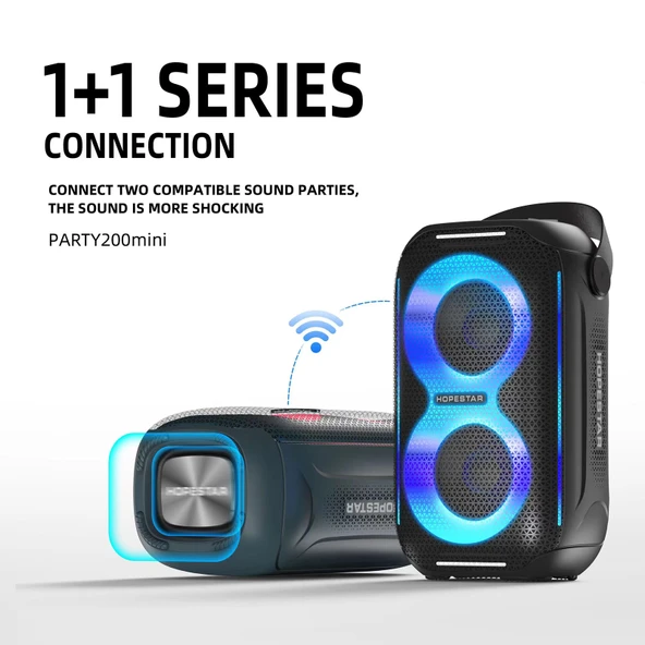 Hopestar Party200 Mini Taşınabilir Bluetooth Hoparlör Gri RGB Işıklı - 3