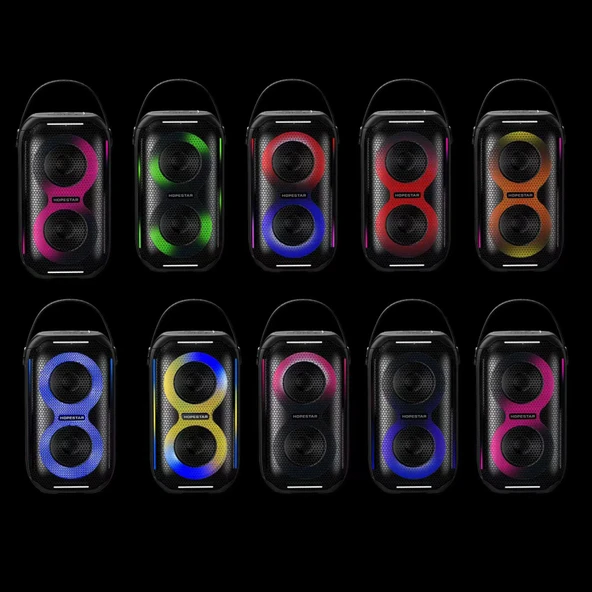 Hopestar Party200 Mini Taşınabilir Bluetooth Hoparlör Gri RGB Işıklı - 9