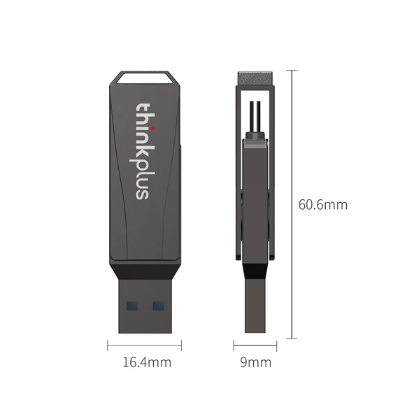 Lenovo Thinkplus MU252 USB 3.1 ve USB-C Tip C Flash Bellek 128GB Siyah - 4