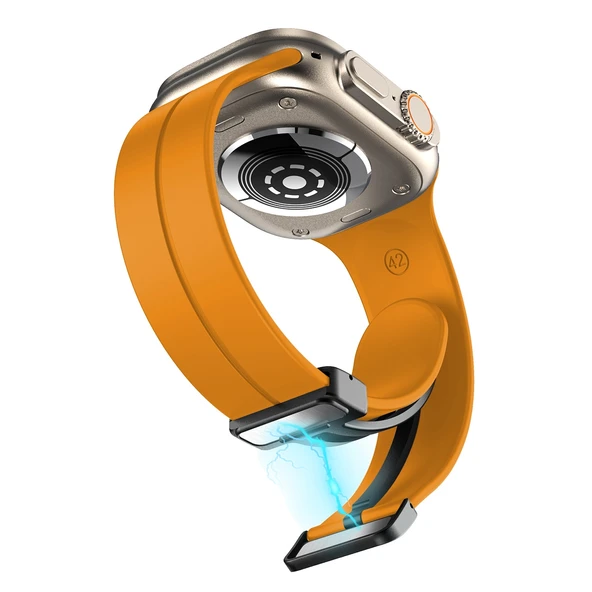Sarı Renkli Manyetik Tokalı Silikon Apple Watch Kayışı Ultra 49mm Seri 8 7 45mm SE 2 6 5 4 44mm Uyumlu - 4