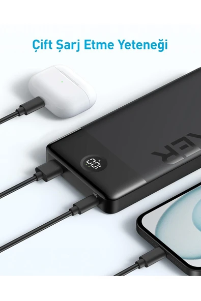 Anker 10000 mAh PowerBank 12W - 2 Port Dijital Ekranlı - Taşınabilir Şarj Cihazı - 3