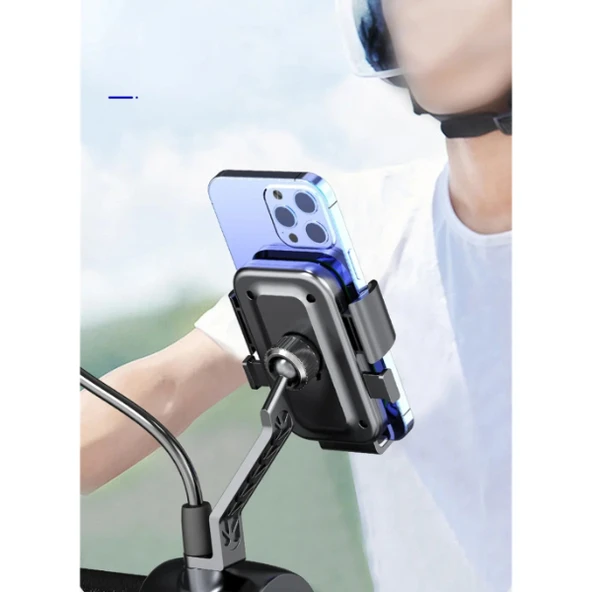 360° Dikiz Aynası Bisiklet Motosiklet Telefon Tutucu - 1