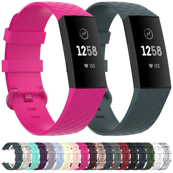 Fitbit Charge 3 3 SE 4 Uyumlu Kırmızı TPU Kayış L Beden - 8
