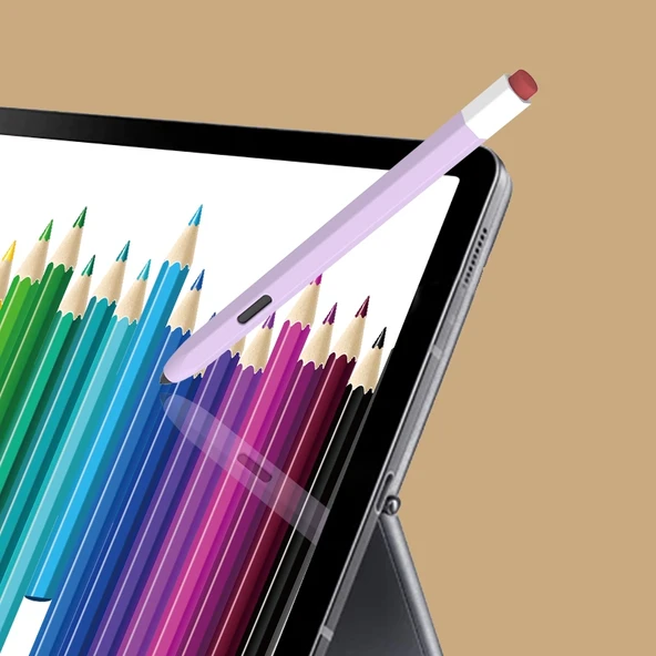 Samsung Galaxy Tab S7 S7 Plus S8 S8 Plus Uyumlu Pembe Silikon Stylus Kalem Kılıfı - 5