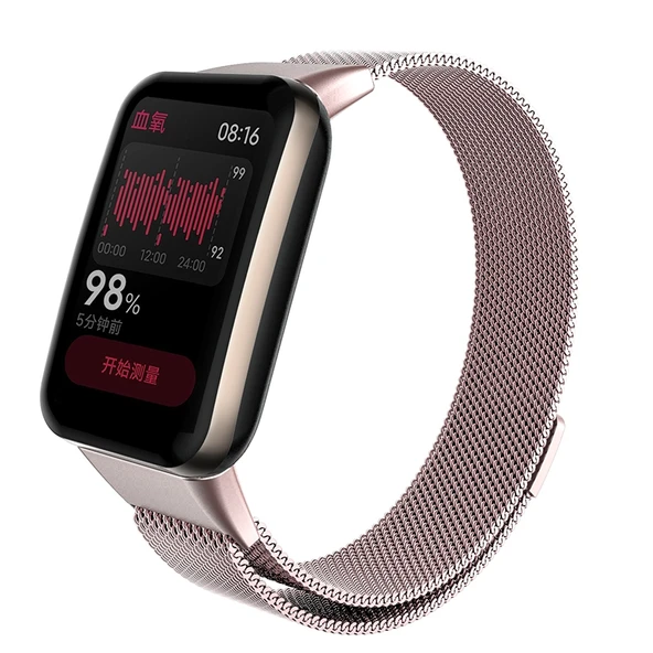 Xiaomi Mi Band 7 Pro Milan Manyetik Metal Saat Kayışı Gül Pembe