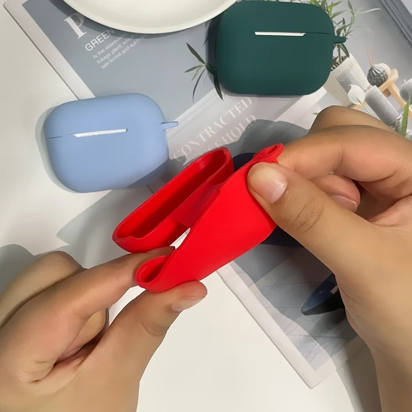 AirPods Pro 2 Uyumlu Silikon Koruyucu Kılıf Mandallı Lavanta Moru - 4