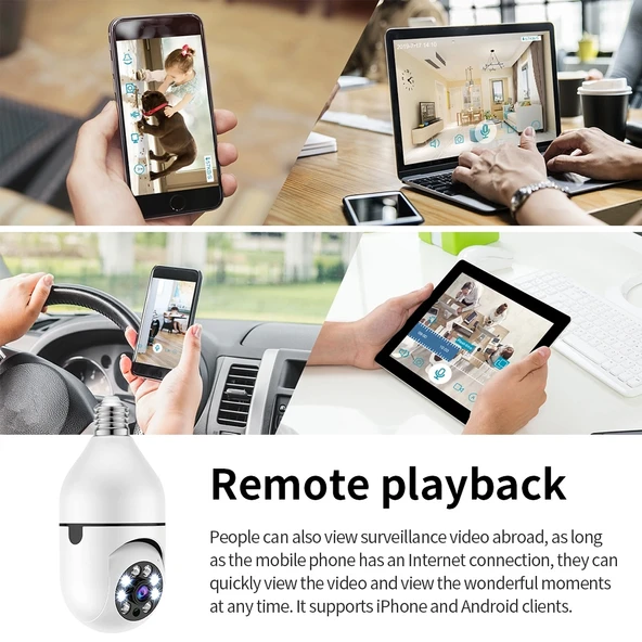 A6 2MP HD Ampul WiFi Kamera Hafıza Kartı Olmadan Hareket Algılama İki Yönlü Ses Gece Görüşü - 10