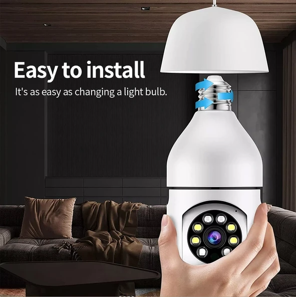 A6 2MP HD Ampul WiFi Kamera Hafıza Kartı Olmadan Hareket Algılama İki Yönlü Ses Gece Görüşü - 4