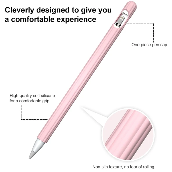 Apple Pencil 2 Uyumlu Çizgili Sıvı Silikon Kalem Kılıfı İki Uç Kapaklı Gece Mavisi - 5