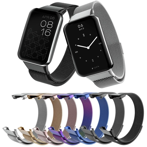 Xiaomi Mi Band 7 Pro Milan Manyetik Metal Saat Kayışı Gül Pembe - 4