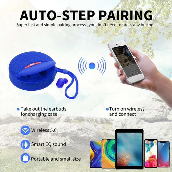T G TG808 2si1 Arada Mini Kablosuz Bluetooth Hoparlör ve Kulaklık Gri - 9