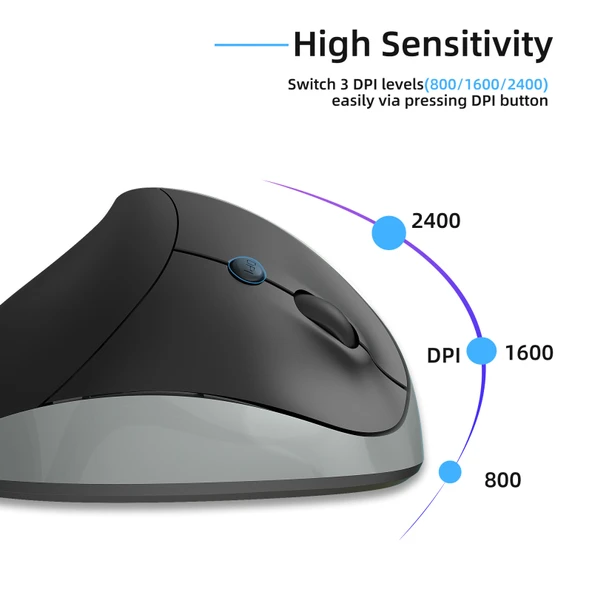 X10 2.4G Kablosuz Dikey Ergonomik Oyun Mouse Gri - 4