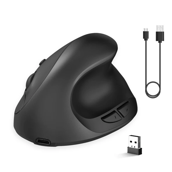 X10 2.4G Kablosuz Şarjlı Dikey Ergonomik Oyuncu Mouse Siyah