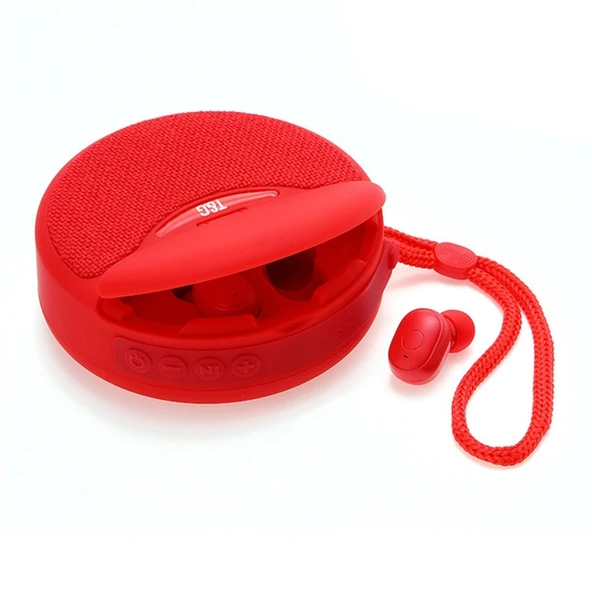 T G TG808 2si1 Arada Mini Kablosuz Bluetooth Hoparlör ve Kulaklık Kırmızı
