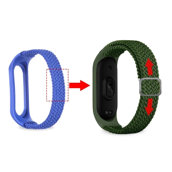 Xiaomi Mi Band 7 Ayarlanabilir Gri Naylon Örgü Esnek Saat Kayışı - 4