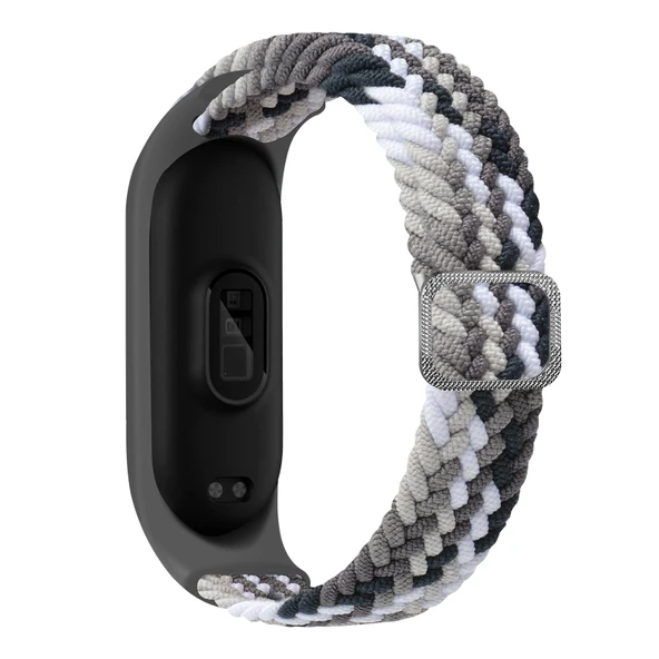 Xiaomi Mi Band 7 Ayarlanabilir Renkli Siyah Naylon Örgü Esnek Saat Kayışı