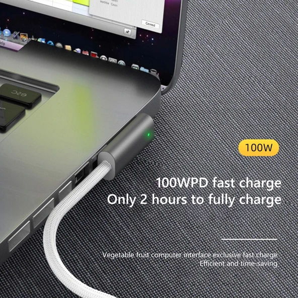 100W 5 Pin MagSafe 2 T Şeklinde USB-C PD Şarj Kablosu 1.8 Metre - 11