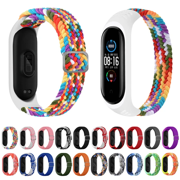 Xiaomi Mi Band 7 Ayarlanabilir Gri Naylon Örgü Esnek Saat Kayışı - 2