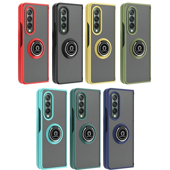 Samsung Galaxy Z Fold4 Q Shadow 1 Serisi TPU ve PC Malzemeli Siyah Telefon Kılıfı ve Tutucu - 2