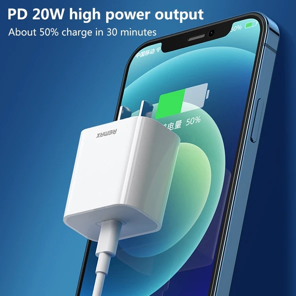 REMAX RP-U79 Hız Serisi 20W USB-C Çoklu Uyumluluk Hızlı Şarj Cihazı EU Fiş Beyaz - 3
